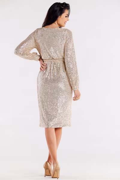 Sukienka Model A565 Beige - awama — zdjęcie 3