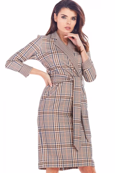 Sukienka Model A362 Brown Krata - awama — zdjęcie 1