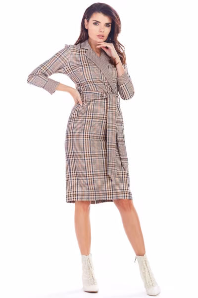 Sukienka Model A362 Brown Krata - awama — zdjęcie 2