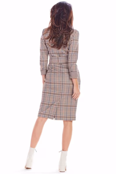 Sukienka Model A362 Brown Krata - awama — zdjęcie 3