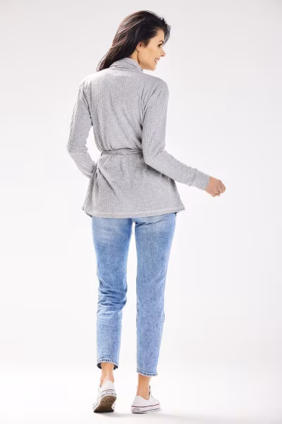 Sweter Kardigan Model A655 Grey - awama — zdjęcie 3