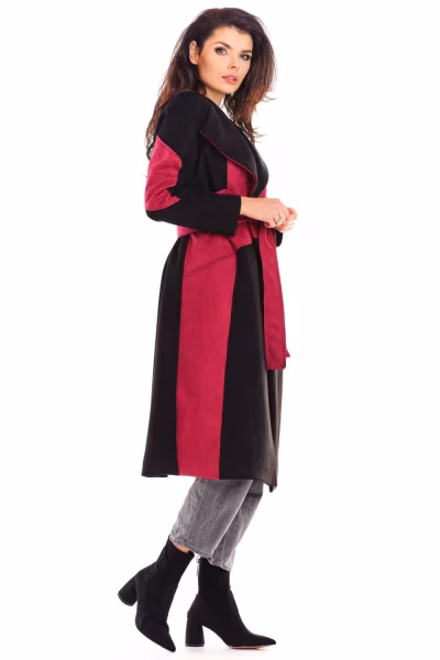 Płaszcz Damski Model A463 Bordo - awama — zdjęcie 3
