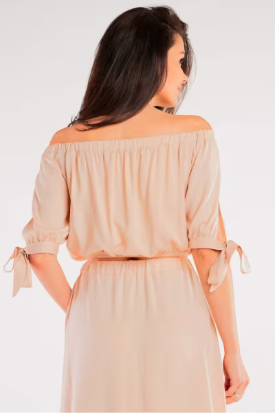 Bluzka Model A430 Beige - awama — zdjęcie 3