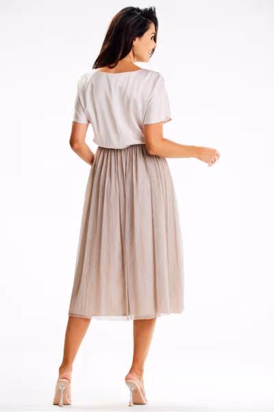 Sukienka Model A627 Beige - awama — zdjęcie 3