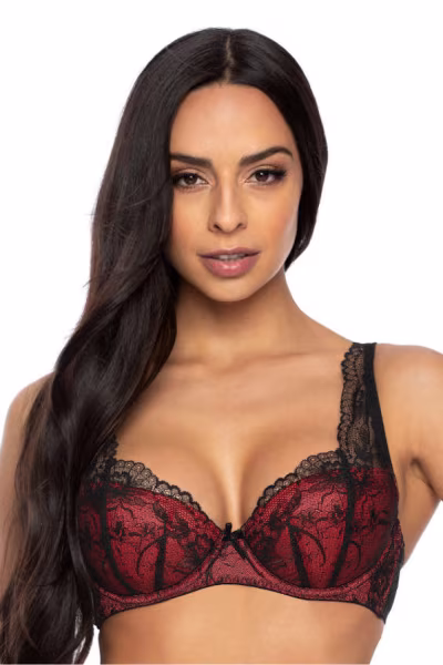 Biustonosz push up Biustonosz Usztywniany Model Percy M-3530/22 Black/Red - Mat — zdjęcie 1