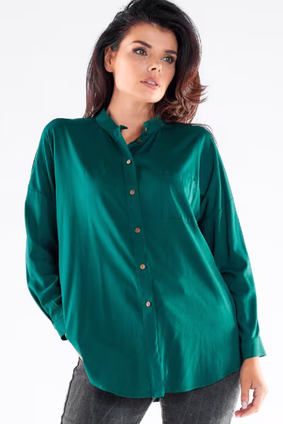 Koszula Damska Model A525 Bottle Green - awama — zdjęcie 1