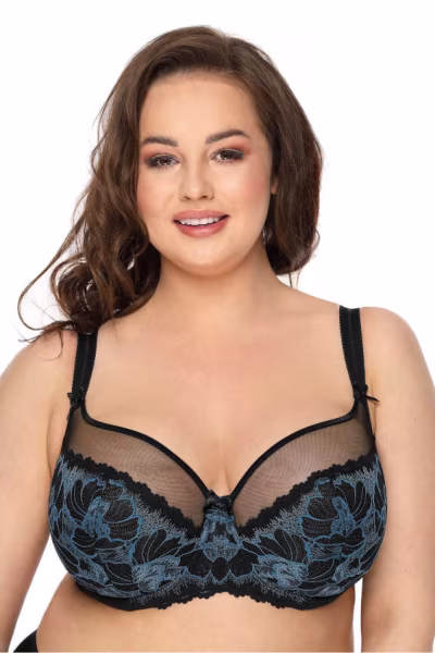 Biustonosz Soft Model Angel M-3329/2 Black/Blue - Mat — zdjęcie 1