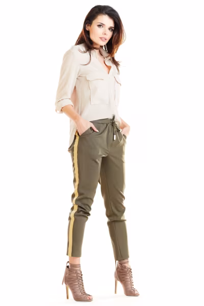 Spodnie Damskie Model A270 Khaki - awama — zdjęcie 2