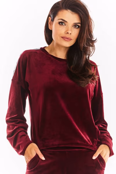 Bluza Damska Model A374 Bordo Welur - awama — zdjęcie 1