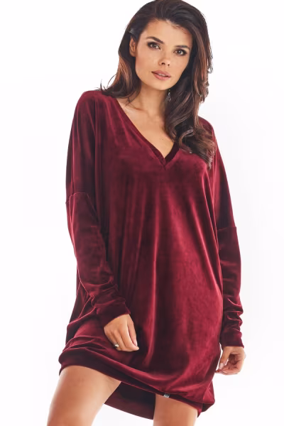 Sukienka Model A378 Bordo Welur - awama — zdjęcie 1