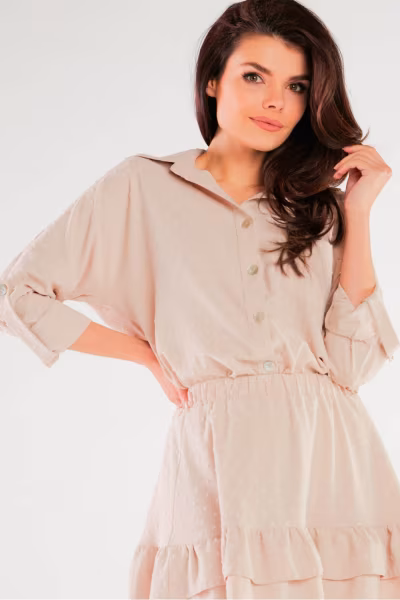 Koszula Damska Model A425 Beige - awama — zdjęcie 1