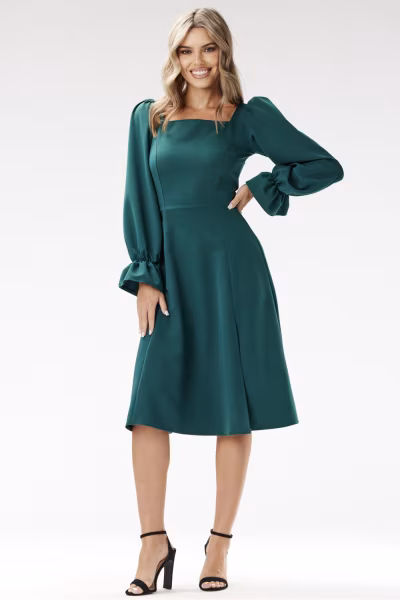 Sukienka Model A695 Bottle Green - awama — zdjęcie 2
