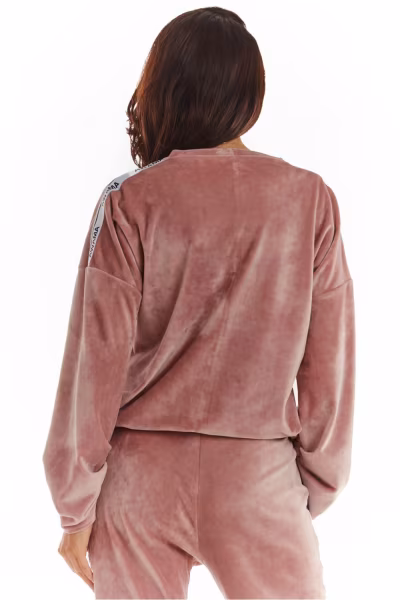 Bluza Damska Model A374 Pink Welur - awama — zdjęcie 3