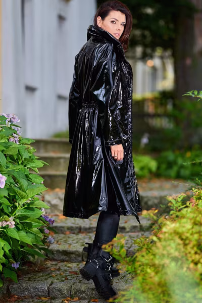 Płaszcz Damski Model A382 Black - awama — zdjęcie 3