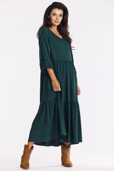 Sukienka Model A669 Bottle Green - awama — zdjęcie 2