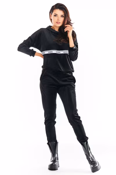 Spodnie Damskie Model A372 Black Welur - awama — zdjęcie 1
