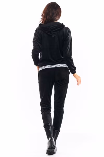 Spodnie Damskie Model A372 Black Welur - awama — zdjęcie 3