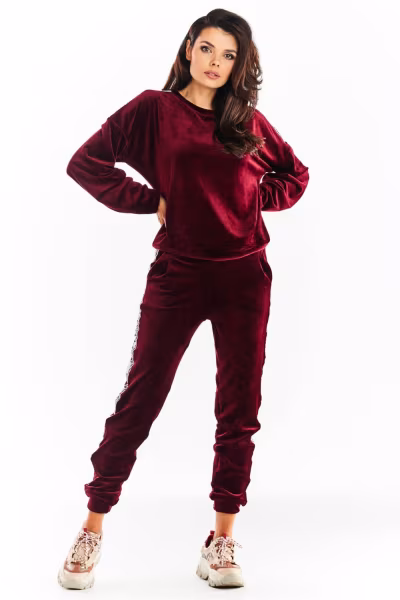 Spodnie Damskie Model A375 Bordo - awama — zdjęcie 1