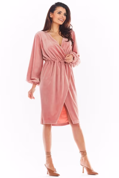 Sukienka Model A406 Welur Pink - awama — zdjęcie 2