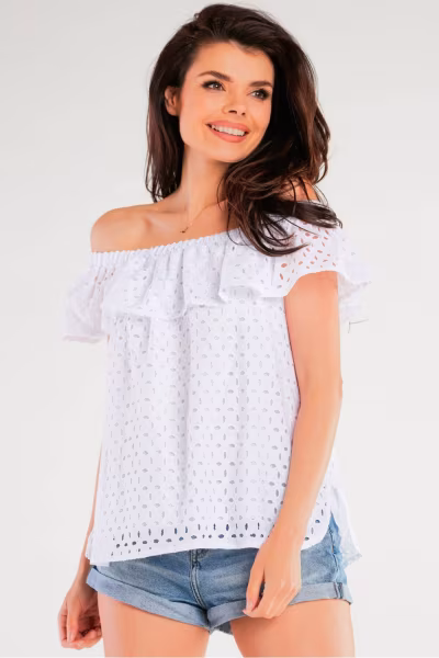 Bluzka Model A437 White - awama — zdjęcie 1