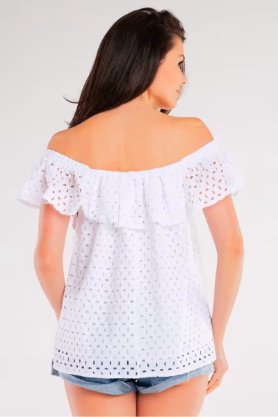 Bluzka Model A437 White - awama — zdjęcie 3