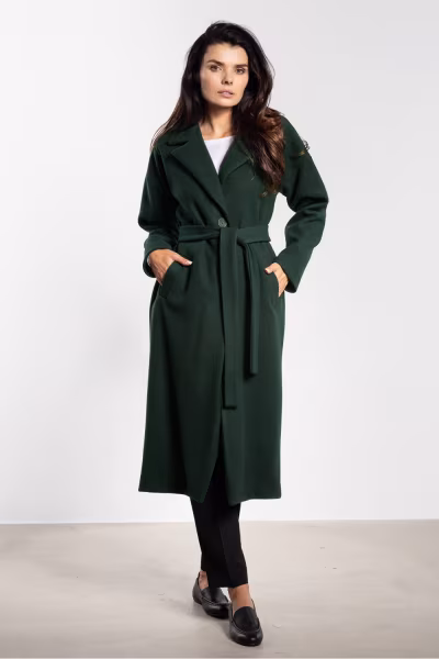 Płaszcz Damski Model A750 Bottle Green - awama — zdjęcie 1