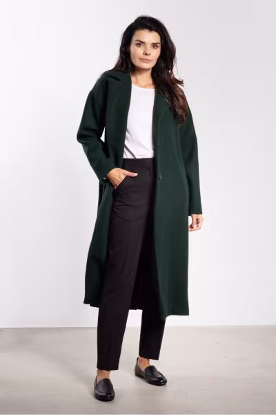 Płaszcz Damski Model A750 Bottle Green - awama — zdjęcie 2