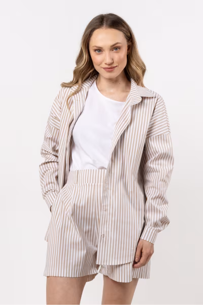 Koszula Damska Model A720 Beige - awama — zdjęcie 1
