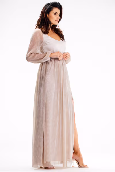 Sukienka Model A626 Beige - awama — zdjęcie 2