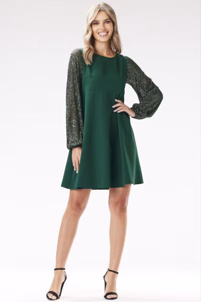 Sukienka Model A694 Bottle Green - awama — zdjęcie 2