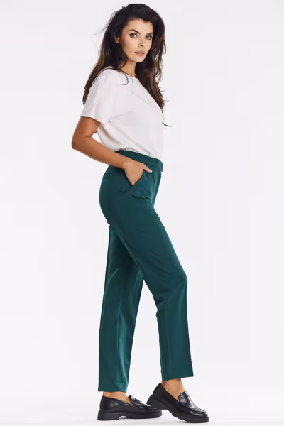 Spodnie Damskie Model A675 Bottle Green - awama — zdjęcie 2