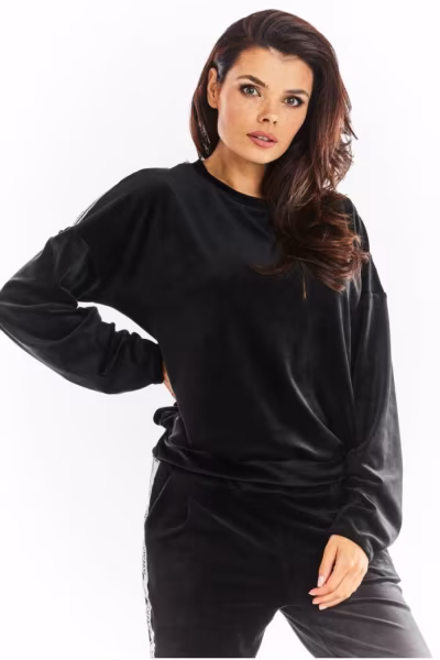 Bluza Damska Model A374 Black Welur - awama — zdjęcie 1