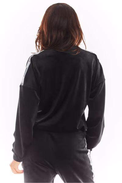 Bluza Damska Model A374 Black Welur - awama — zdjęcie 3