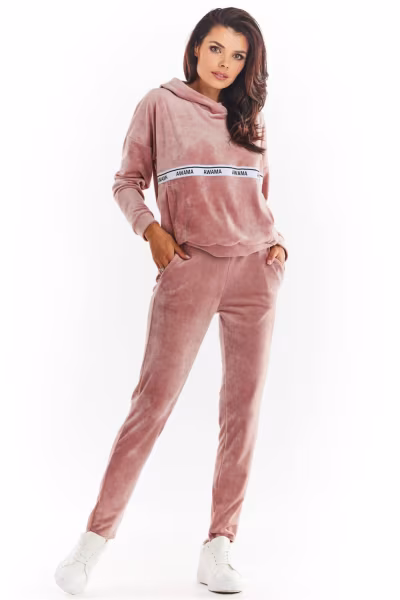 Spodnie Damskie Model A372 Pink Welur - awama — zdjęcie 1