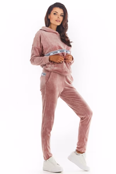 Spodnie Damskie Model A372 Pink Welur - awama — zdjęcie 2