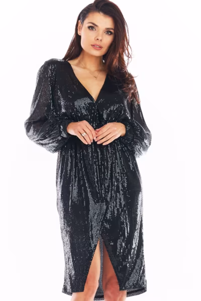 Sukienka Model A399 Cekiny Black - awama — zdjęcie 1