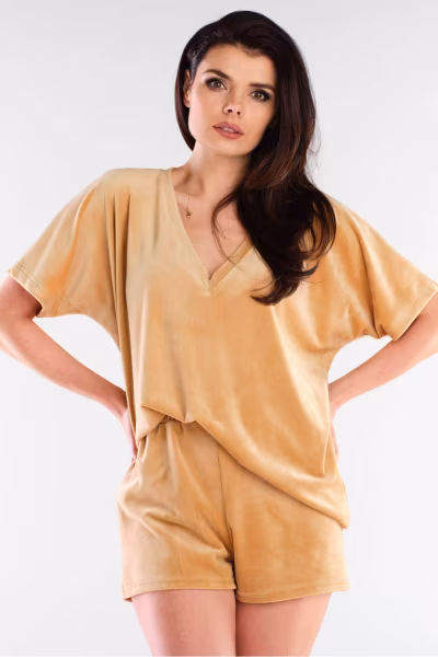 Szorty Damskie Model A418 Beige - awama — zdjęcie 1