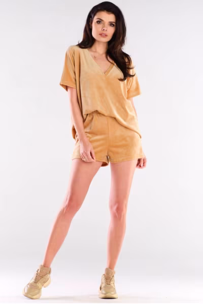 Szorty Damskie Model A418 Beige - awama — zdjęcie 2
