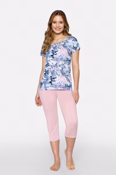 Piżama Damska Model Primavera Blue/Pink - Babella — zdjęcie 1