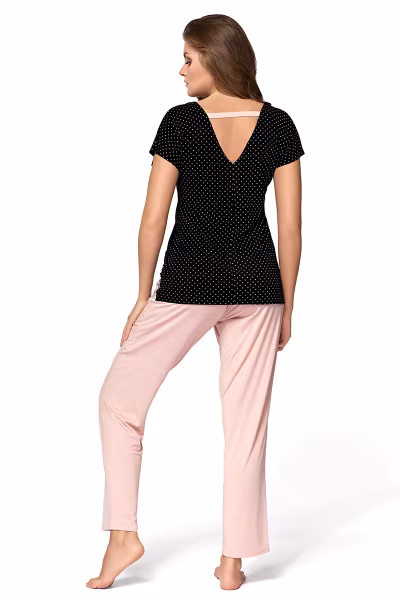Piżama Damska Model Iris Black/Powder Pink - Babella — zdjęcie 2