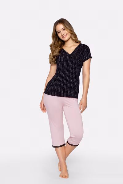 Piżama Damska Model Cleo-P Black/Pink - Babella — zdjęcie 1