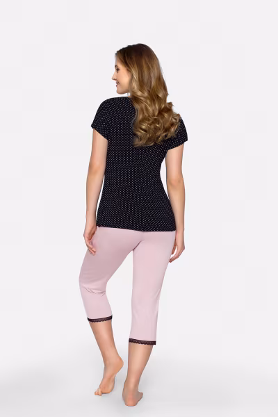 Piżama Damska Model Cleo-P Black/Pink - Babella — zdjęcie 2