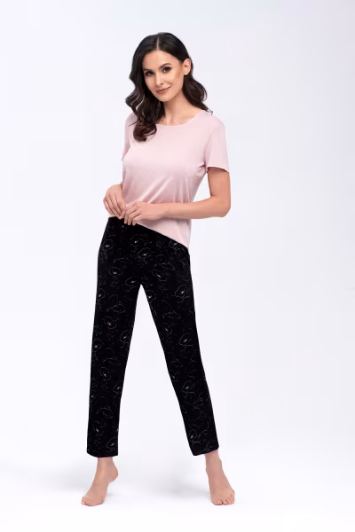 Piżama Damska Model Koi Beige/Black - Babella — zdjęcie 1