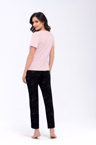 Piżama Damska Model Koi Beige/Black - Babella — zdjęcie 2