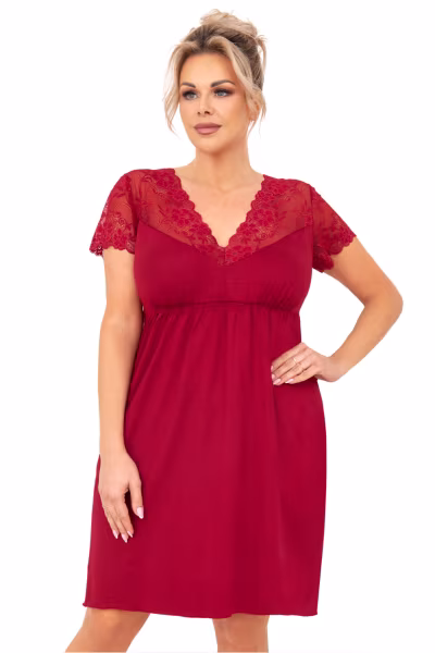 Koszula Nocna Model Livia Plus Size Burgund Bordo - Donna — zdjęcie 1