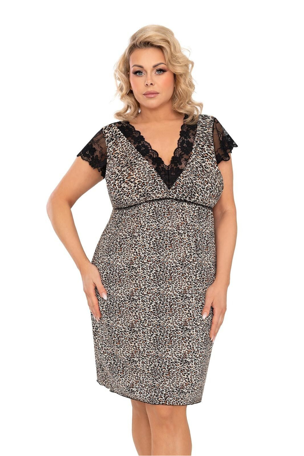 Koszula Nocna Model Omari Plus Size Beige - Donna