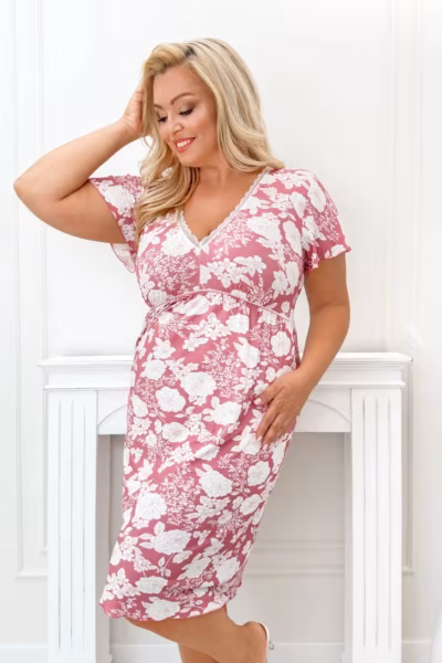 Koszula Nocna Model Tina Plus Size Dirty Pink - Donna — zdjęcie 3