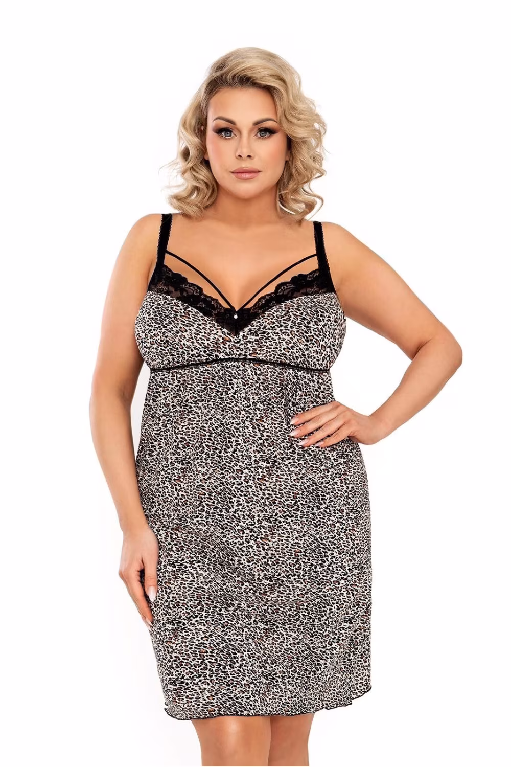 Koszula Nocna Model Omari II Plus Size Beige - Donna