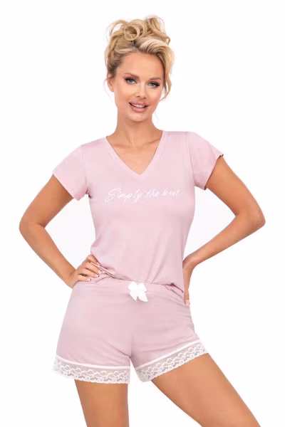 Piżama Damska Model Simply 1/2 Powder Pink - Donna — zdjęcie 1