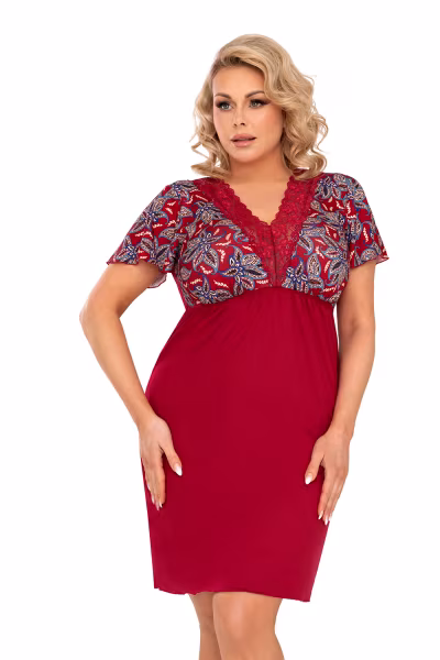 Koszulka nocna Koszulka Model Rita Plus Burgund - Donna — zdjęcie 1